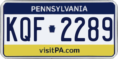 PA license plate KQF2289