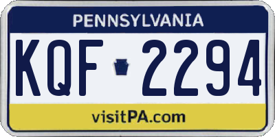 PA license plate KQF2294