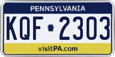 PA license plate KQF2303