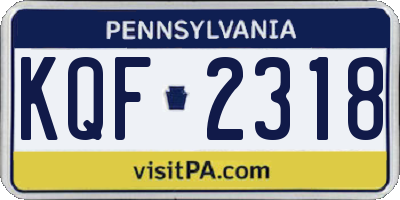 PA license plate KQF2318