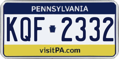 PA license plate KQF2332