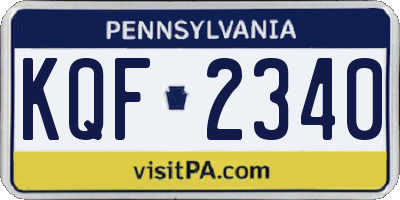 PA license plate KQF2340