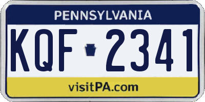 PA license plate KQF2341