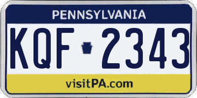 PA license plate KQF2343