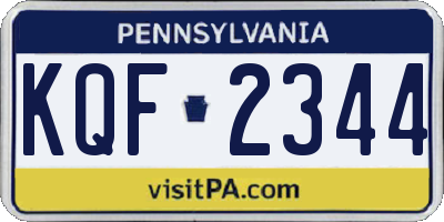 PA license plate KQF2344