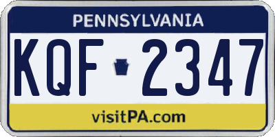 PA license plate KQF2347