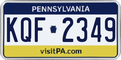 PA license plate KQF2349
