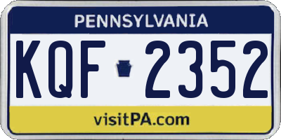 PA license plate KQF2352