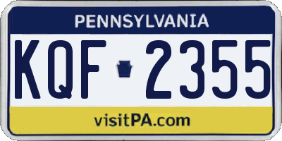 PA license plate KQF2355