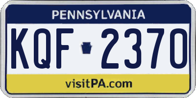 PA license plate KQF2370