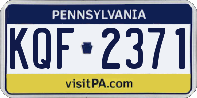 PA license plate KQF2371
