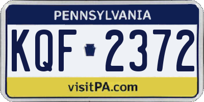 PA license plate KQF2372
