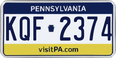 PA license plate KQF2374