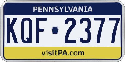 PA license plate KQF2377