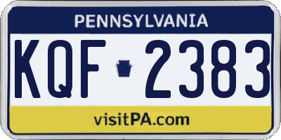 PA license plate KQF2383