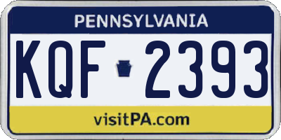 PA license plate KQF2393