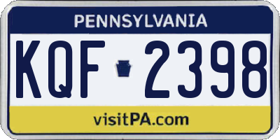 PA license plate KQF2398