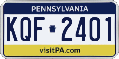 PA license plate KQF2401