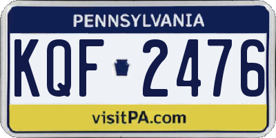 PA license plate KQF2476