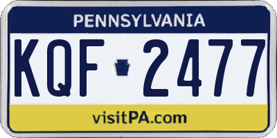 PA license plate KQF2477