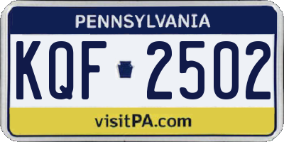 PA license plate KQF2502