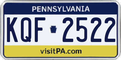 PA license plate KQF2522