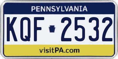 PA license plate KQF2532
