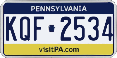 PA license plate KQF2534