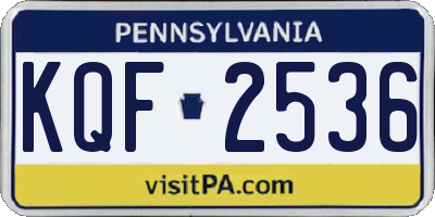 PA license plate KQF2536