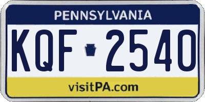 PA license plate KQF2540