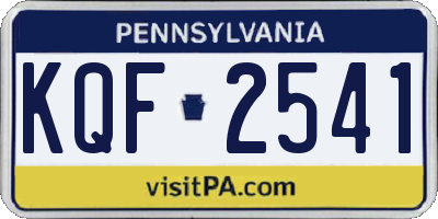 PA license plate KQF2541