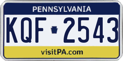 PA license plate KQF2543