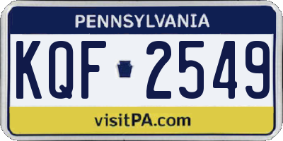 PA license plate KQF2549