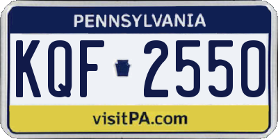 PA license plate KQF2550