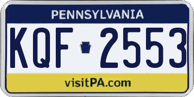 PA license plate KQF2553