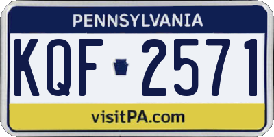PA license plate KQF2571
