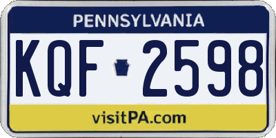 PA license plate KQF2598