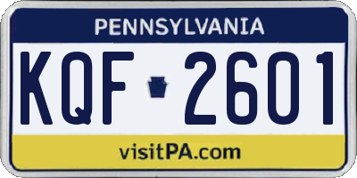 PA license plate KQF2601