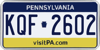 PA license plate KQF2602
