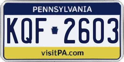 PA license plate KQF2603