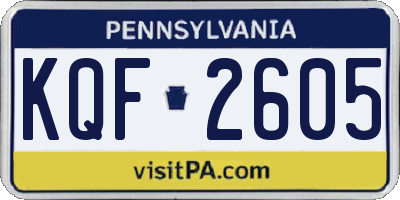 PA license plate KQF2605
