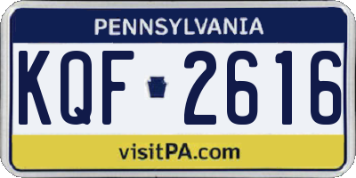 PA license plate KQF2616