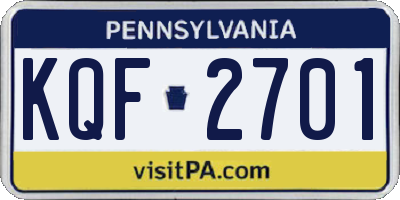 PA license plate KQF2701