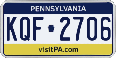 PA license plate KQF2706
