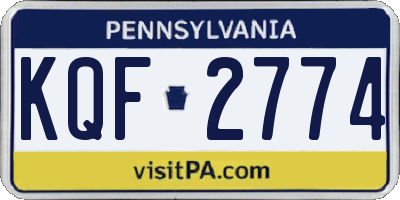PA license plate KQF2774
