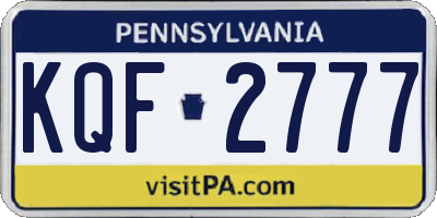 PA license plate KQF2777