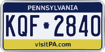 PA license plate KQF2840