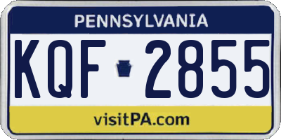 PA license plate KQF2855
