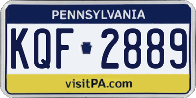 PA license plate KQF2889