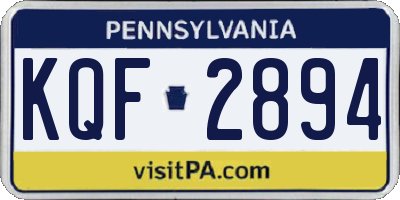 PA license plate KQF2894